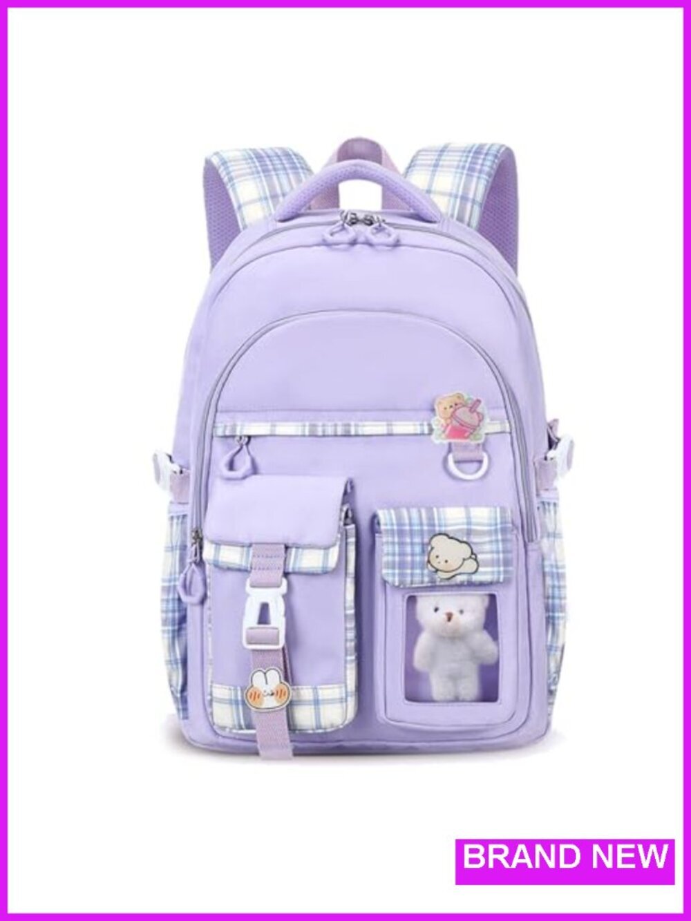 Cute Kawaii School Backpack with Accessories Water Resistant Polyester